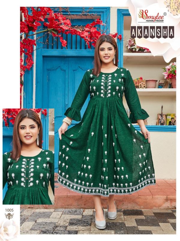 Smylee Akansha Beautiful Rayon Embroidery Flair Kurti 